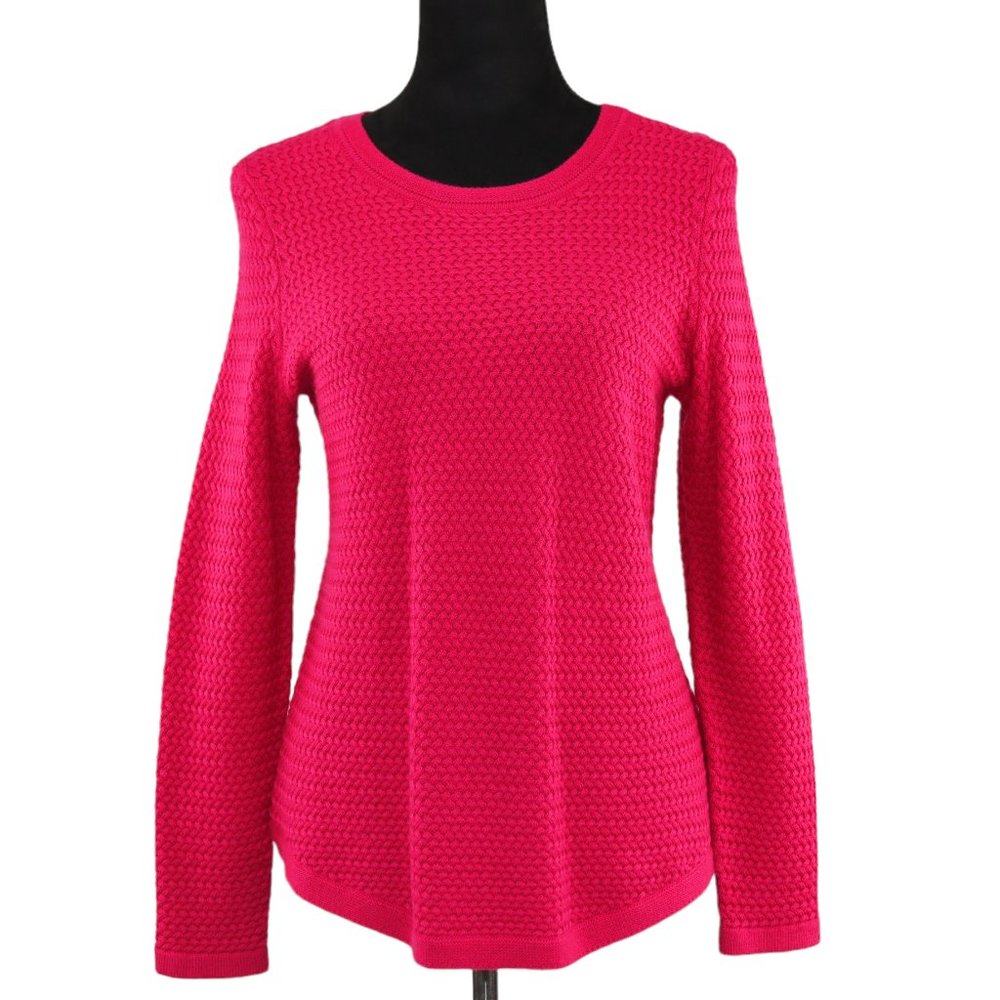 Talbots Petite Woman’s Pink Knit Sweater Long Sleeve Round Neck Nylon Blend SP
